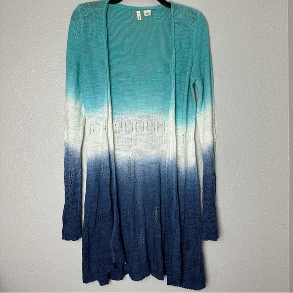 Anthropologie Moth Tonal Tide Cardigan Ombre Blue Size M - Picture 2 of 7